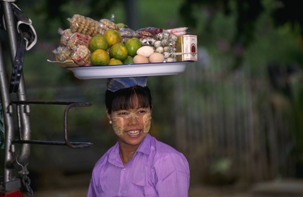 A woman wearing Thanaka
