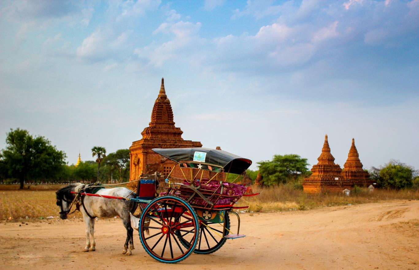 Horse and carriage is a common transport to get around Bagan